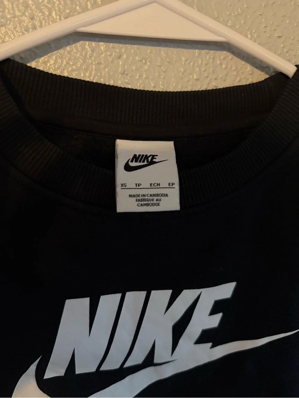 Nike Black Kids Sweatshirt with White Swoosh Logo